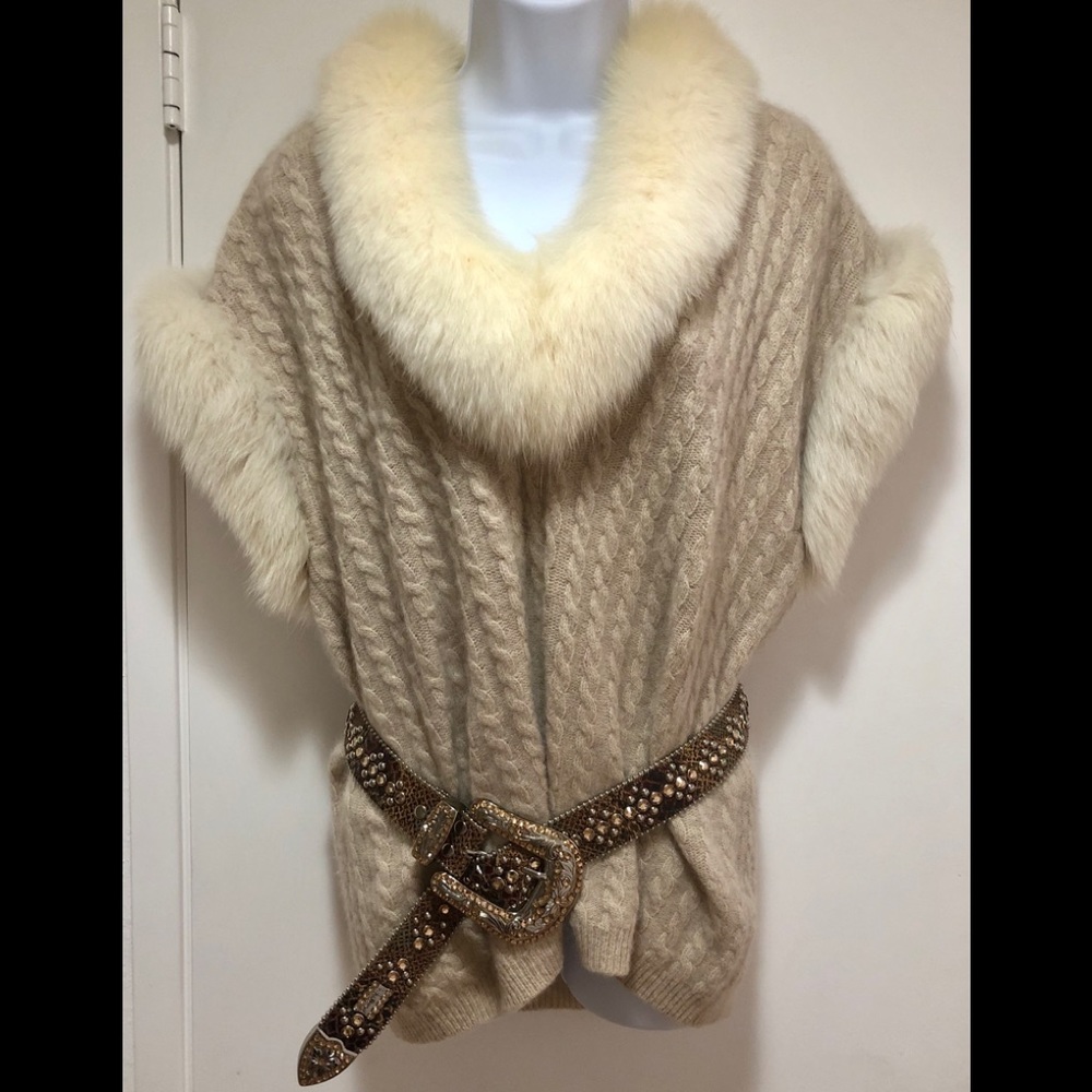 Fox Fur Vintage Nordstrom 1979 Vest/Top Cable Wool